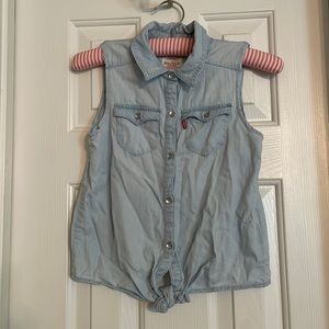 BIG GIRLS LEVIS BUTTON DOWN DENIM TANK
